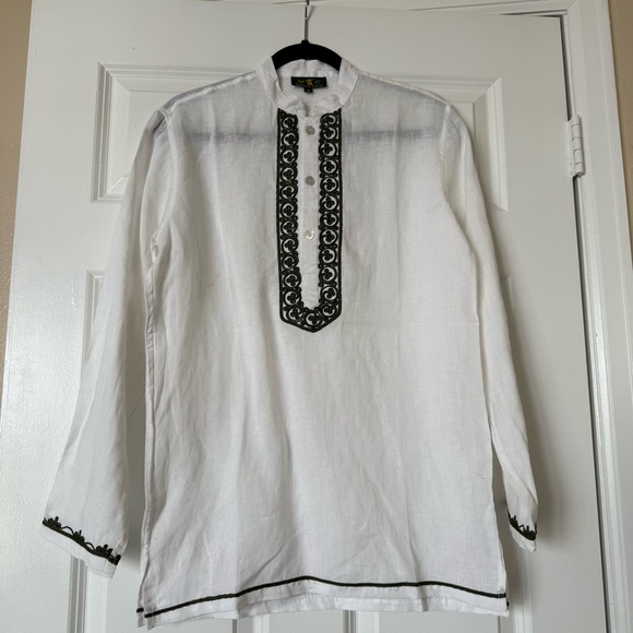 Maison Du Caftan Marrakesh Linen Embroidered Shirt Size Small - Picture 1 of 11